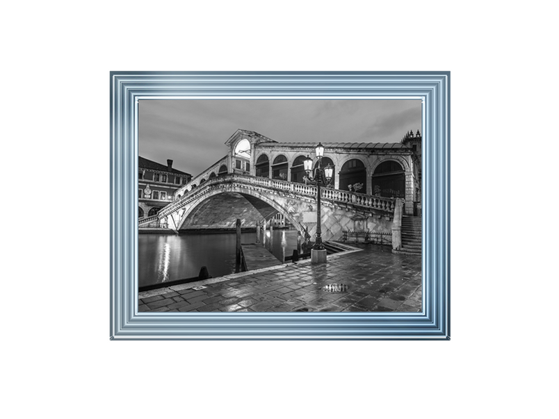 Rialto Bridge at night, Venice (Black and white)