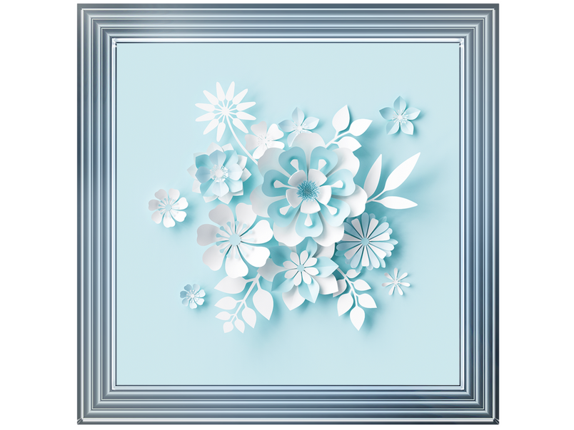 3D White Paper Flowers on Blue Background