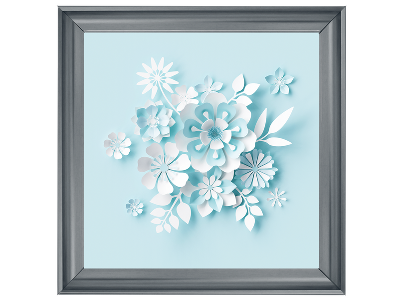 3D White Paper Flowers on Blue Background