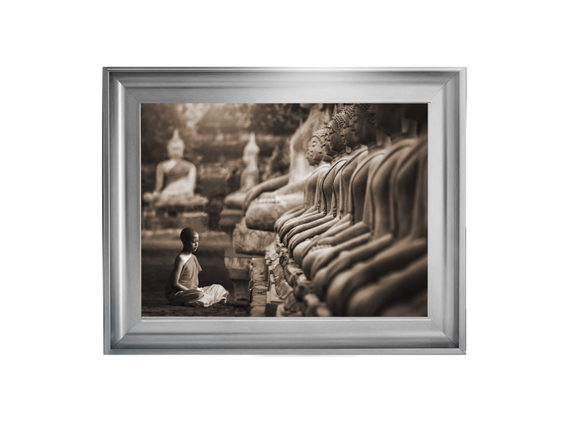 Young Buddhist Monk praying, Thailand (sepia)