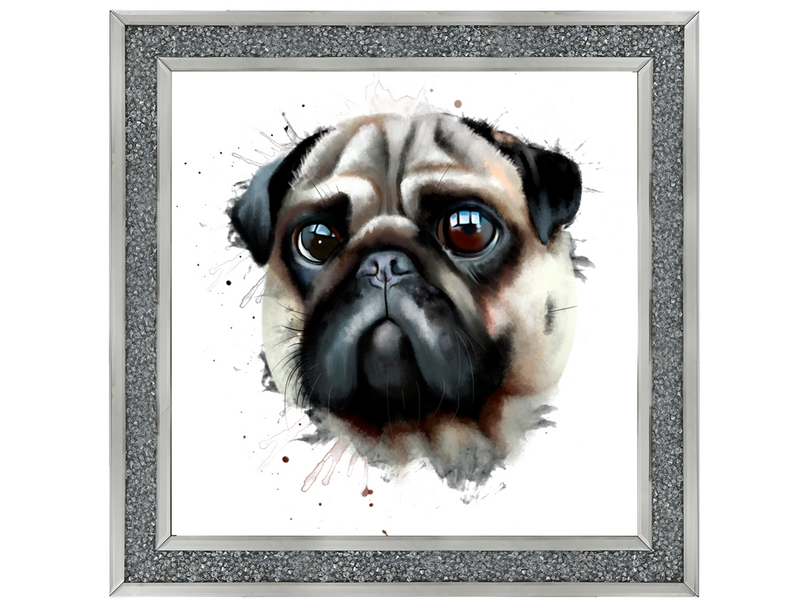 Portrait of a pug dog watercolor illustration