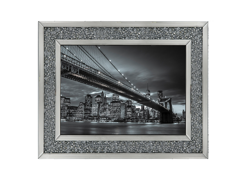 Brooklyn Bridge and lower Manhattan skyline at dusk