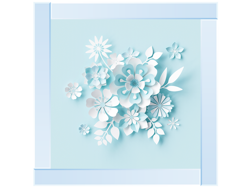 3D White Paper Flowers on Blue Background