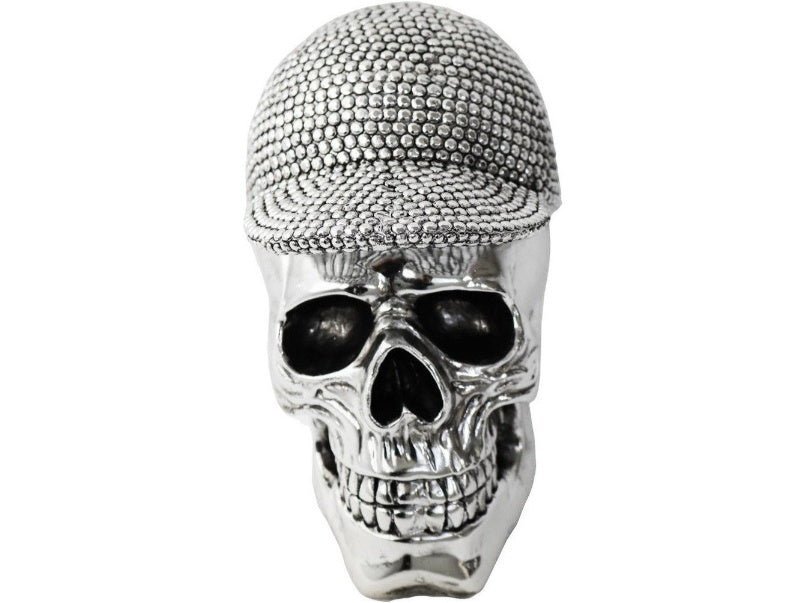 8.5" Electroplated Skull with Hat