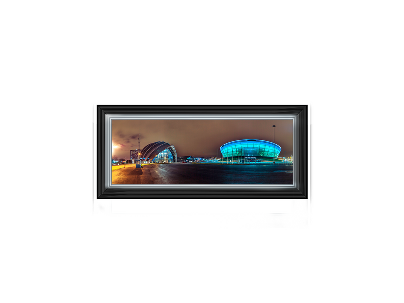 Evening view of Clyde Auditorium and SSE Hydro in Glasgow I