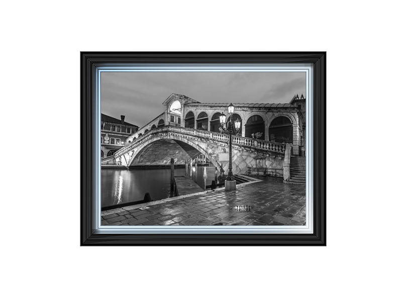Rialto Bridge at night, Venice (Black and white)