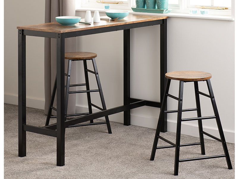 Athens Bar Stool (Pair) - Acacia Effect/Black