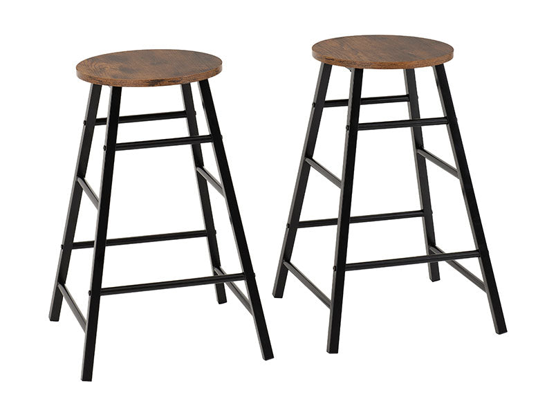 Athens Bar Stool (Pair) - Acacia Effect/Black