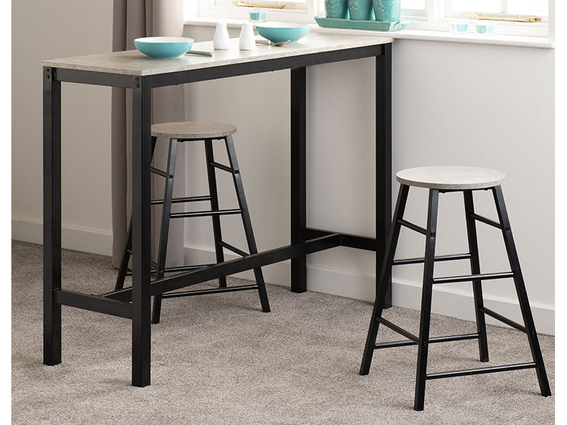 Athens Bar Stool (Pair) - Concrete Effect/Black