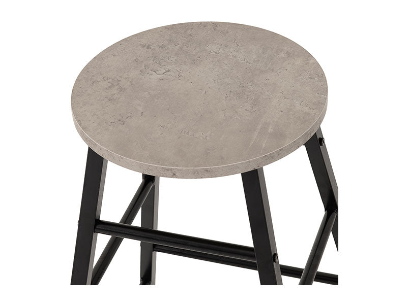 Athens Bar Stool (Pair) - Concrete Effect/Black