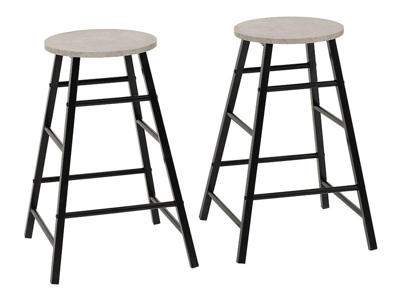 Athens Bar Stool (Pair) - Concrete Effect/Black