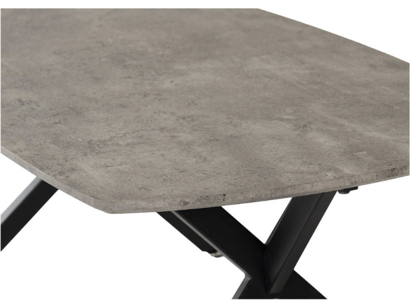 Athens Oval Coffee Table Black with Concrete Effect