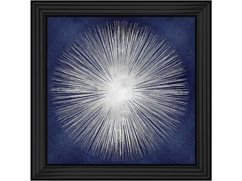 Silver Sunburst On Blue