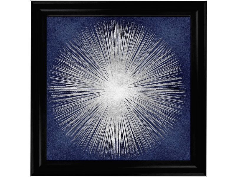 Silver Sunburst On Blue