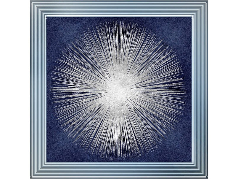 Silver Sunburst On Blue