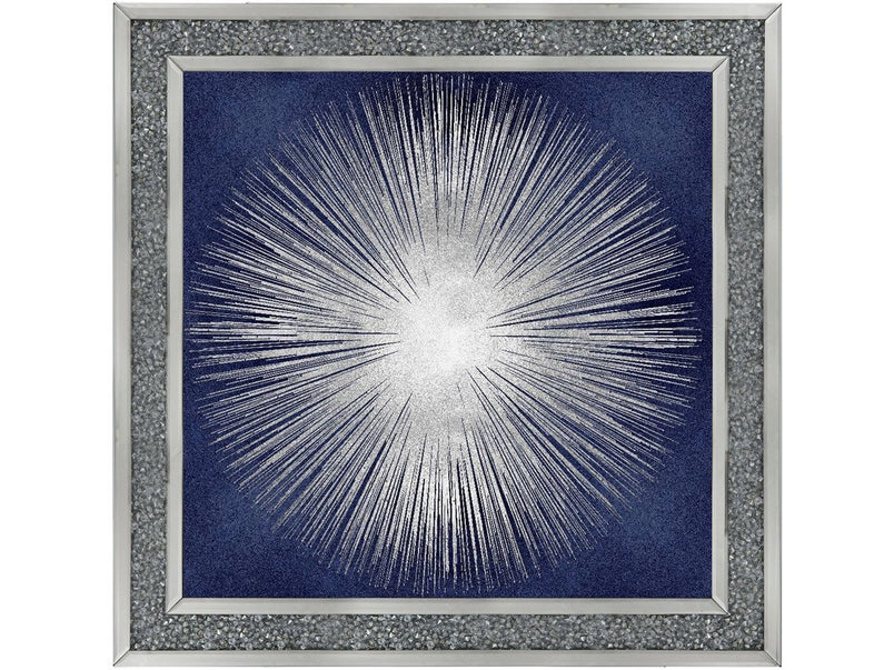 Silver Sunburst On Blue