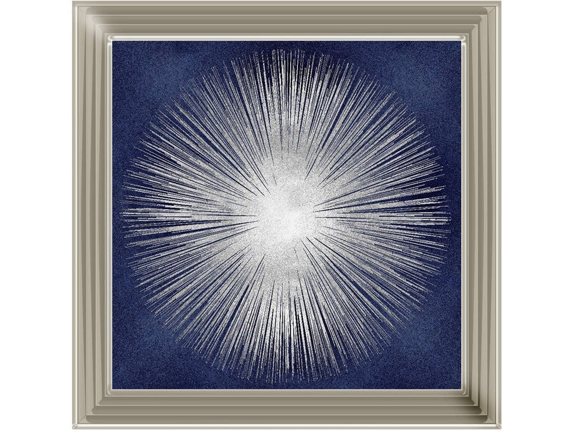 Silver Sunburst On Blue