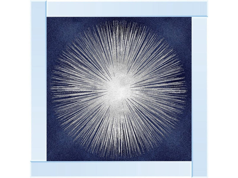 Silver Sunburst On Blue