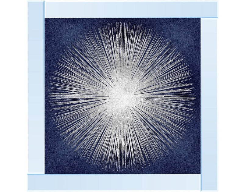 Silver Sunburst On Blue