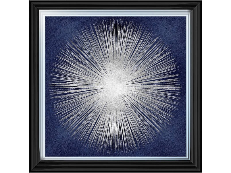 Silver Sunburst On Blue