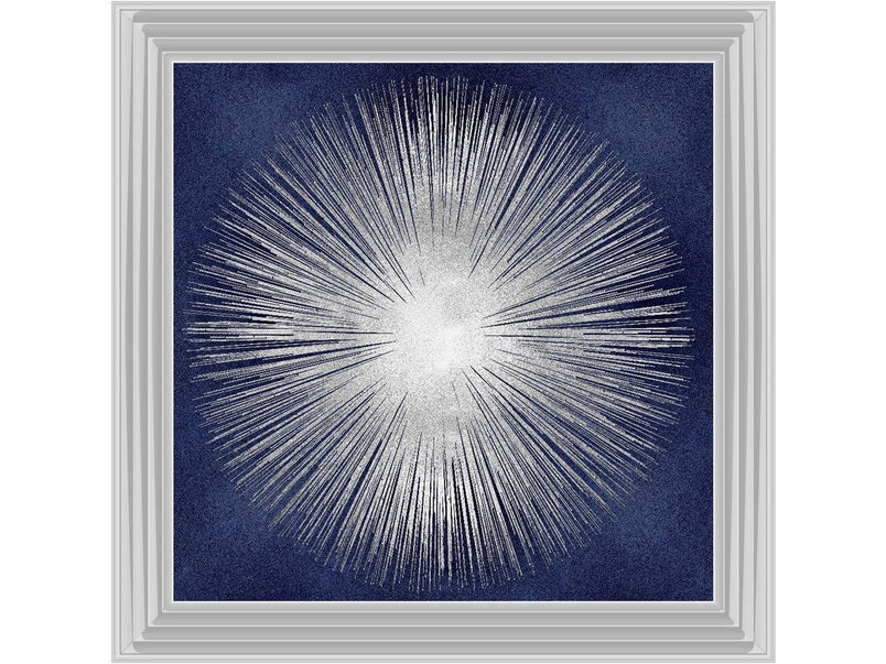 Silver Sunburst On Blue