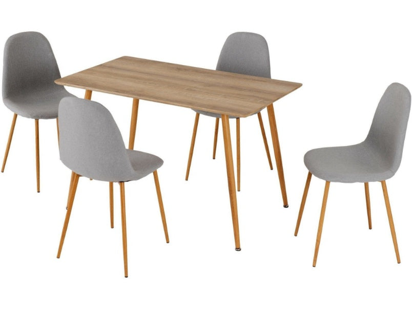 Barley Dining Set Oak Veneer with Grey Fabric Chairs