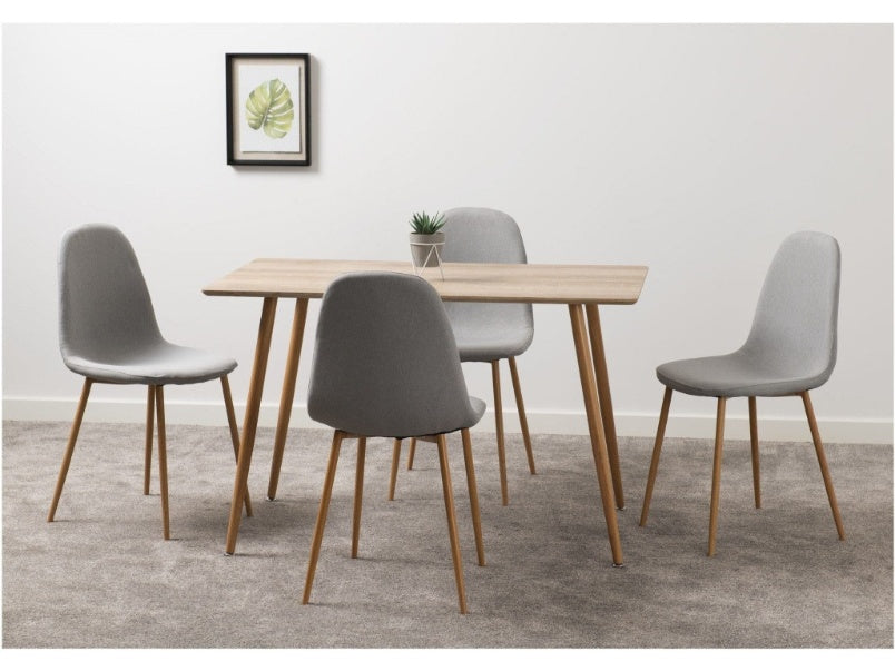 Barley Dining Set Oak Veneer with Grey Fabric Chairs