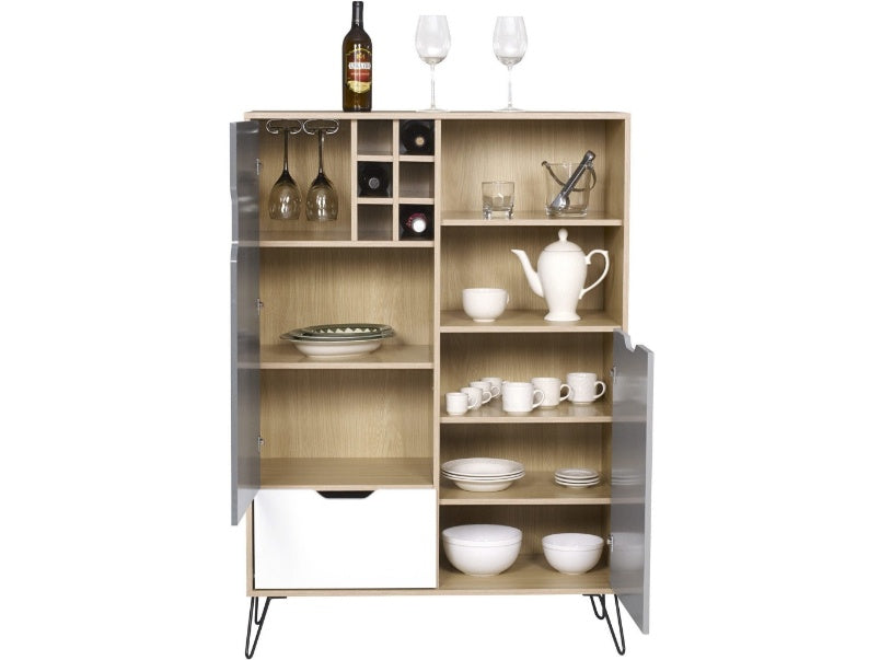 Bergen Tall Sideboard/Wine Rack Oak Effect