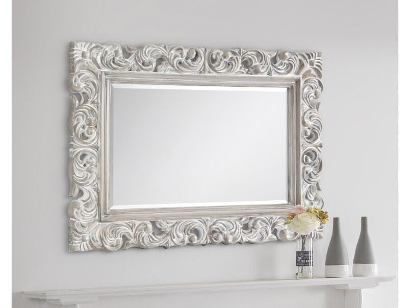 Baroque Distressed Wall Mirror Glass / Antique White