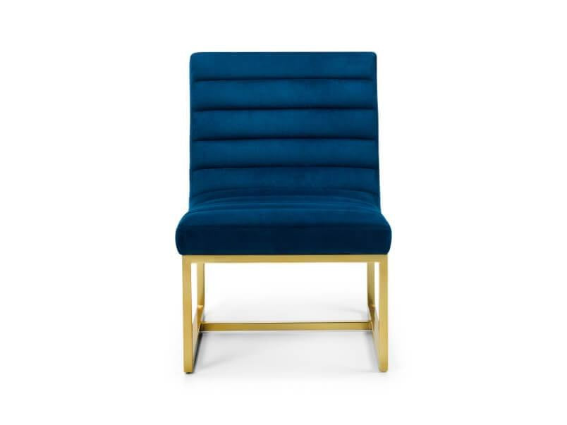 Bellagio Velvet Chair Blue with Gold leg