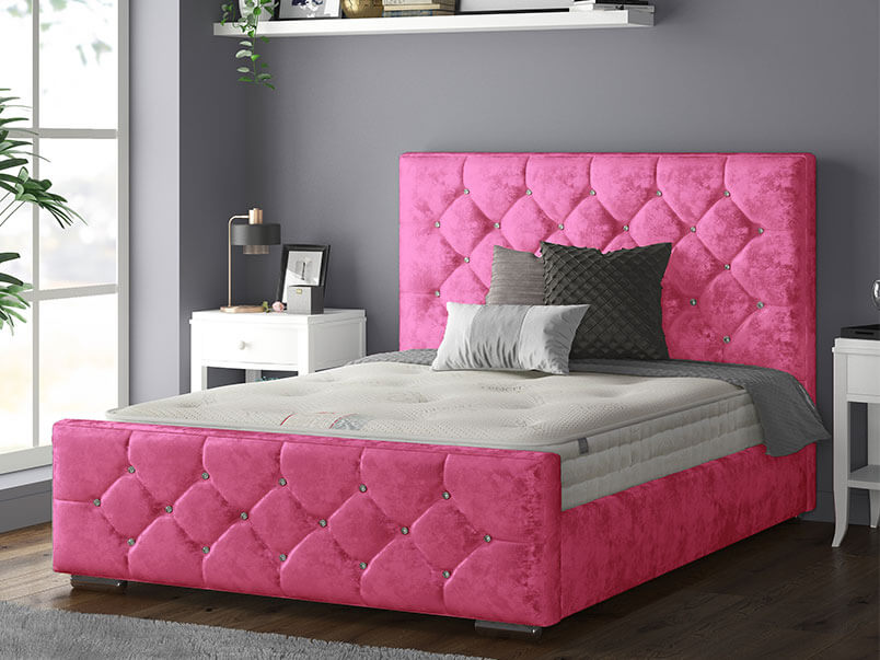 Belle Bed Crush Velvet Fuschia Pink