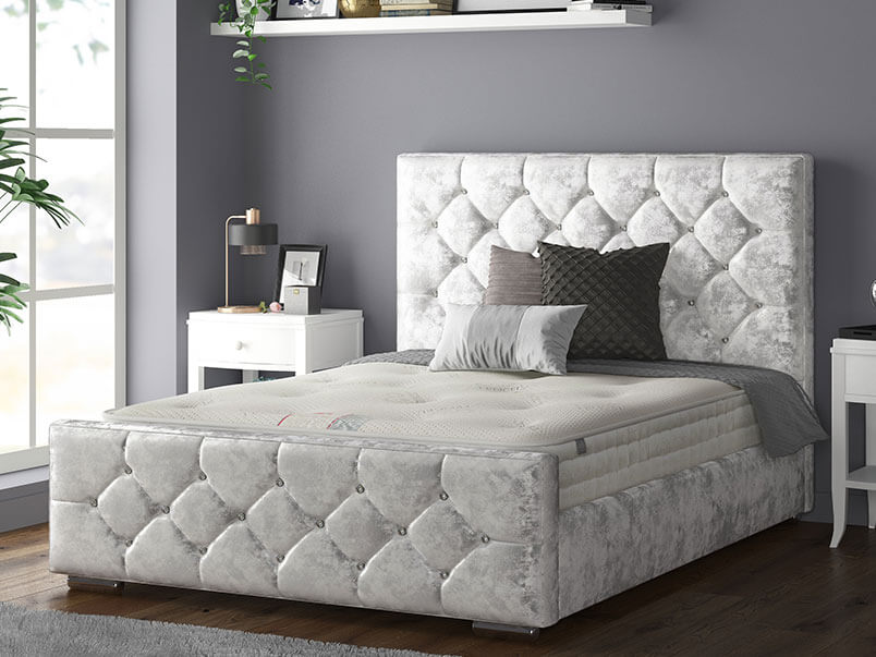 Belle Bed Crush Velvet Silver