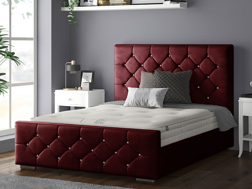 Belle Bed Plush Velvet Burgundy