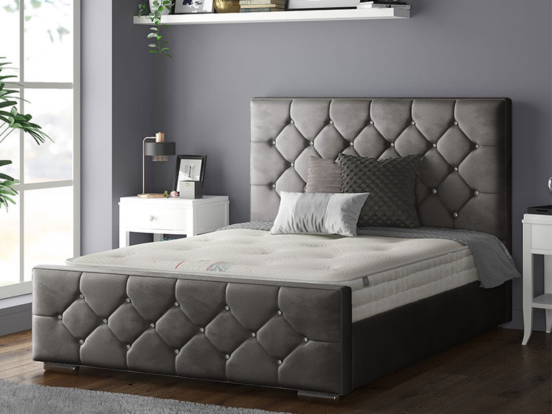 Belle Bed Plush Velvet Grey