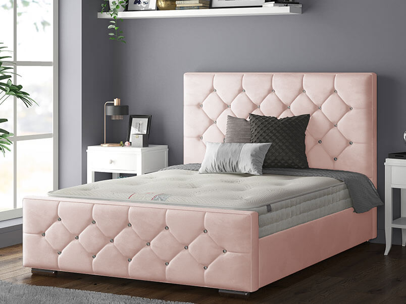 Belle Bed Plush Velvet Pink
