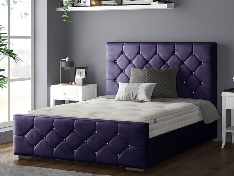 Belle Bed Plush Velvet Plum