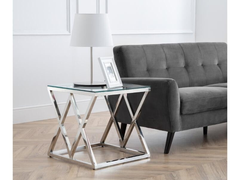 Biarritz X Frame Lamp Table Glass