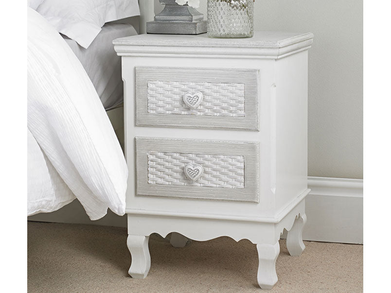 Cara 2 Drawer Bedside White-Grey