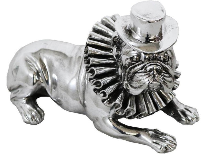 10" Bulldog With Hat & Ruffle Collar