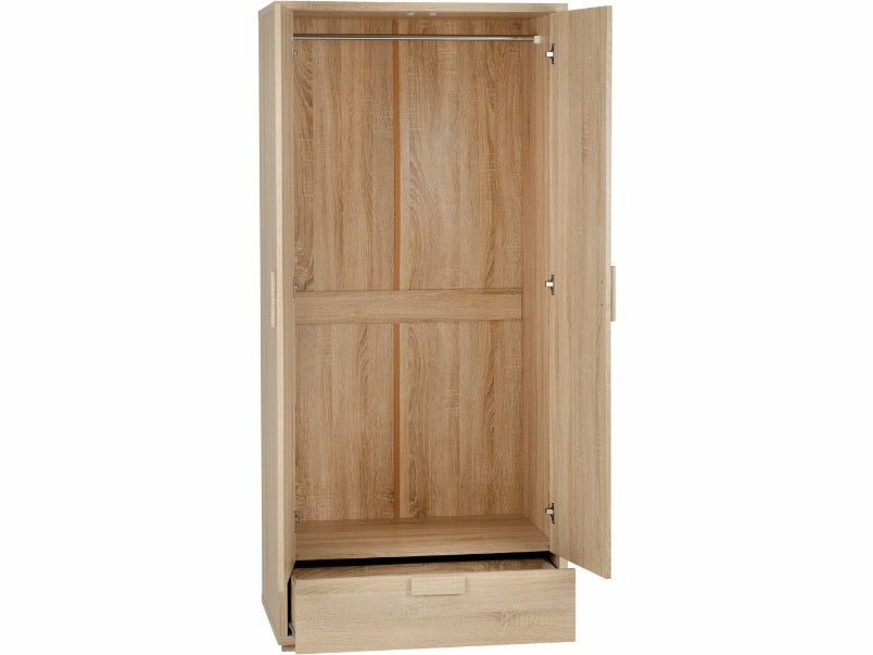 Cambourne 2 Door 1 Drawer Wardrobe Sonoma Oak Effect Veneer