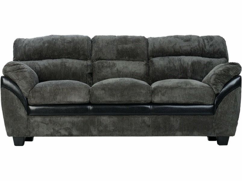 Capri 3+2 Suite Charcoal Fabric/Black Faux Leather