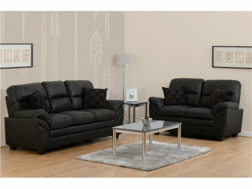 Capri 3+2 Suite Black Faux Leather