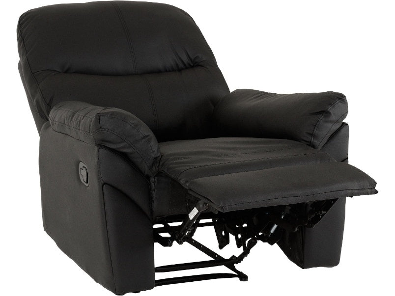 Capri Reclining Chair Black Faux Leather