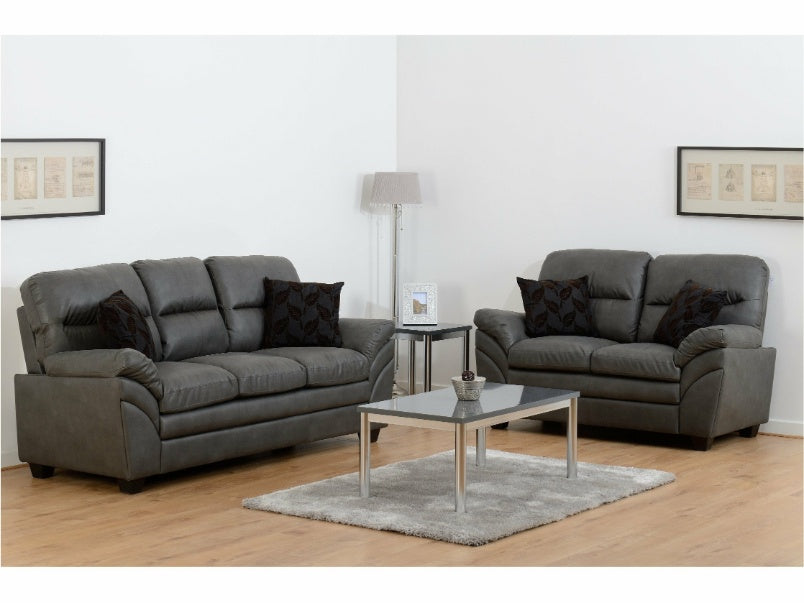 Capri 3+2 Suite Grey Faux Leather