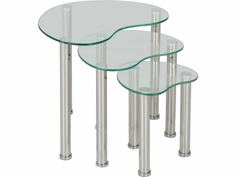 Cara Nest of Tables Clear Glass/Silver