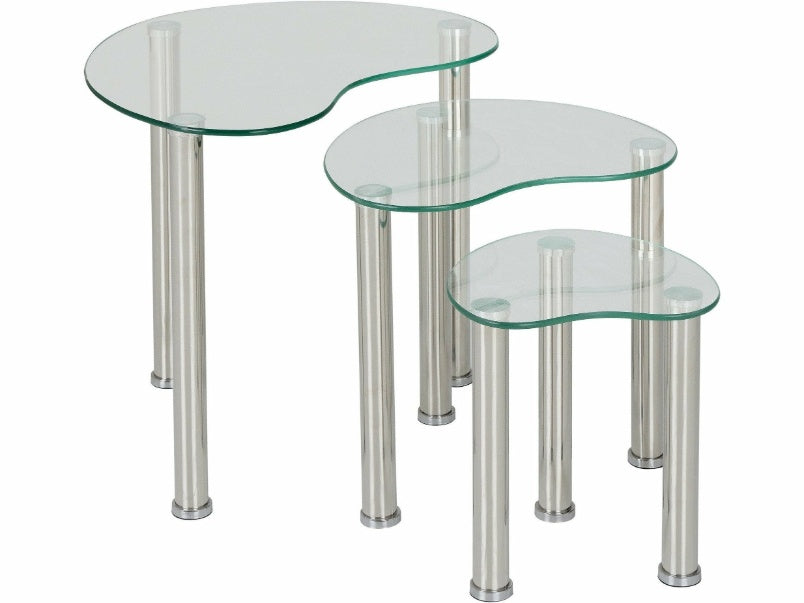 Cara Nest of Tables Clear Glass/Silver