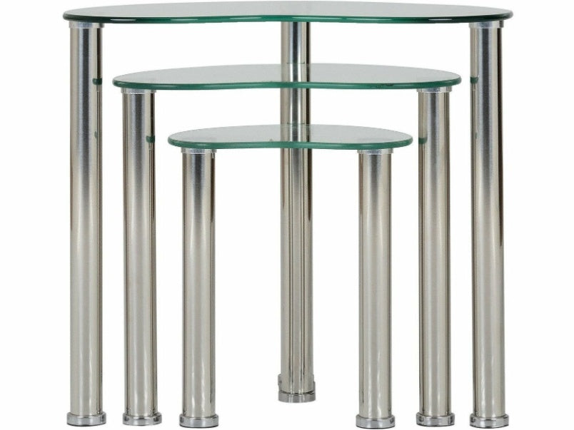 Cara Nest of Tables Clear Glass/Silver