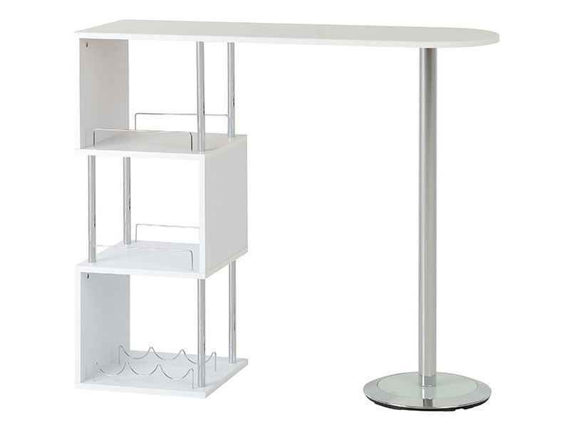 Cameo Home Bar Table in White Chrome