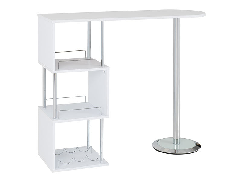 Cameo Home Bar Table in White Chrome