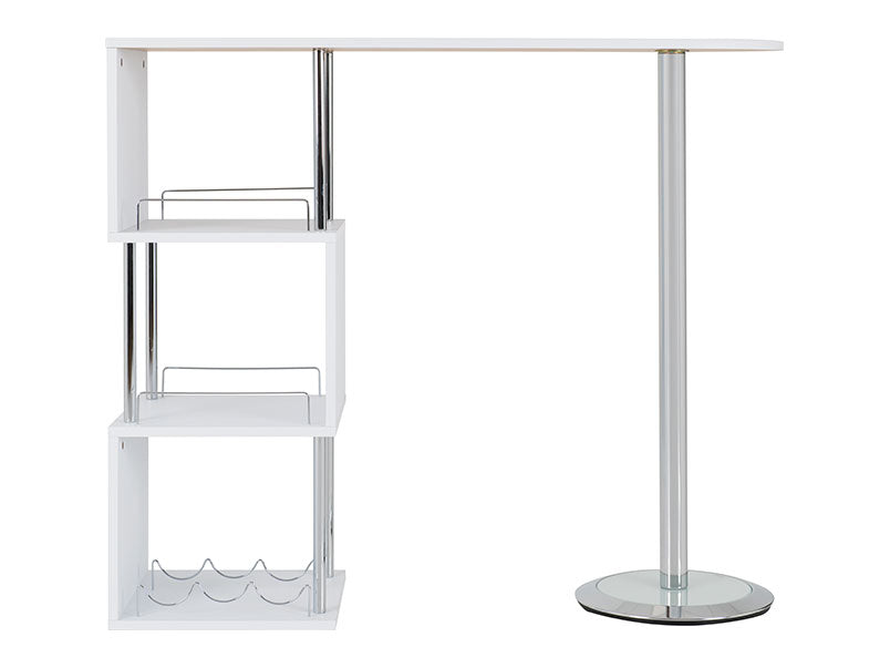 Cameo Home Bar Table in White Chrome